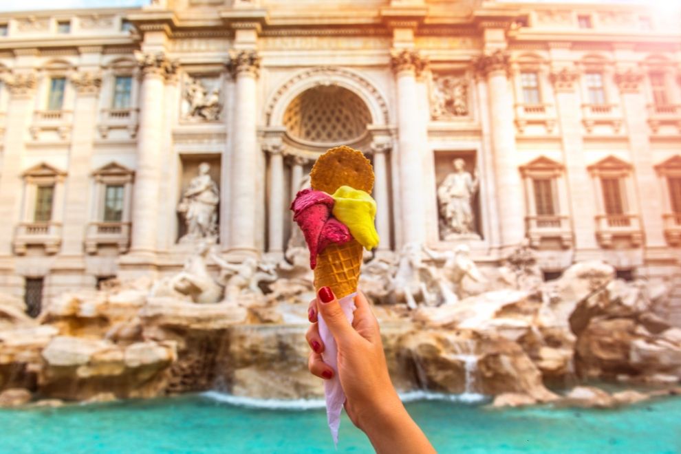 Rome foodie destination Trevi Fountain Ice cream